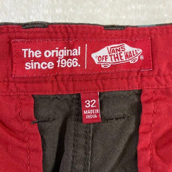 Vans Brown Blue Plaid Skater Shorts Casual Beach Travel Flat Front Summer sz 32 - Picture 5 of 10